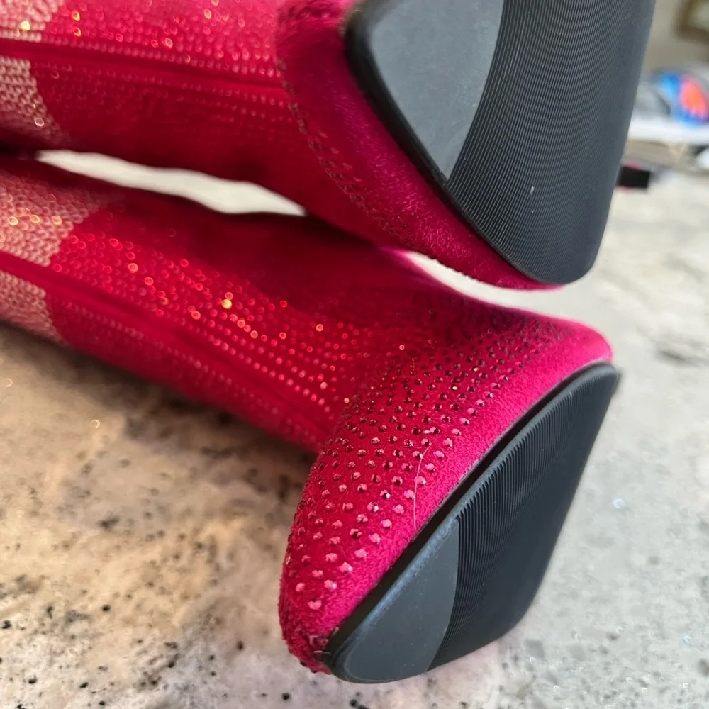NEW Pink Suede and Rhinestone Boots 24
